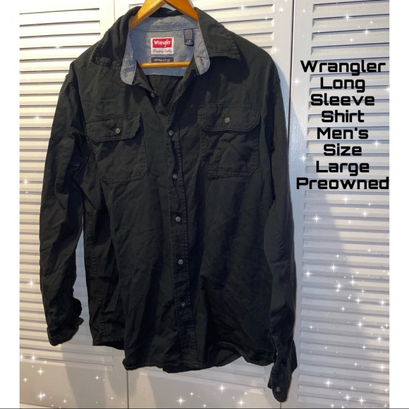 Wrangler Long Sleeve Shirt Size Large Comfort Flex Men’s Premium Quality Black